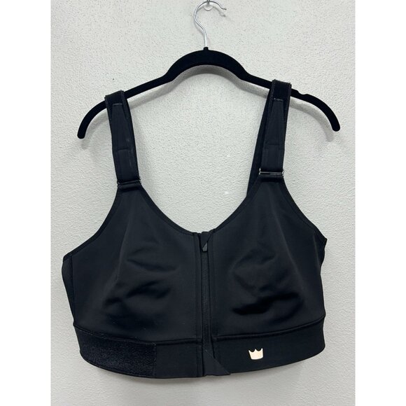 SHEFIT 2 Luxe Flex Ultimate Sports Bra Black Front  Zipper & Snaps Adjustable - Picture 1 of 3